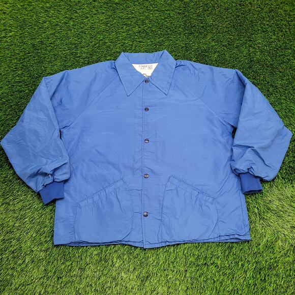 Vintage 80s Starter Coach Jacket Large 24x27 Blue - Picture 1 of 15